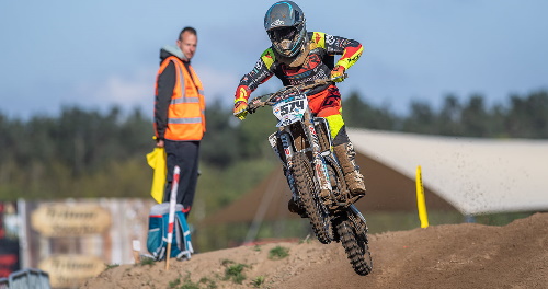 Gyan Doensen close to a podium position in the EMX85 round in Lommel